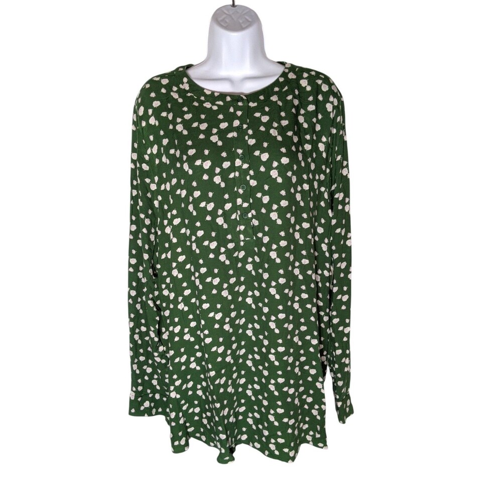 NWT Green Long Sleeve Tunic Top Blouse Women's Plus 2X Office St. Patrick's Day